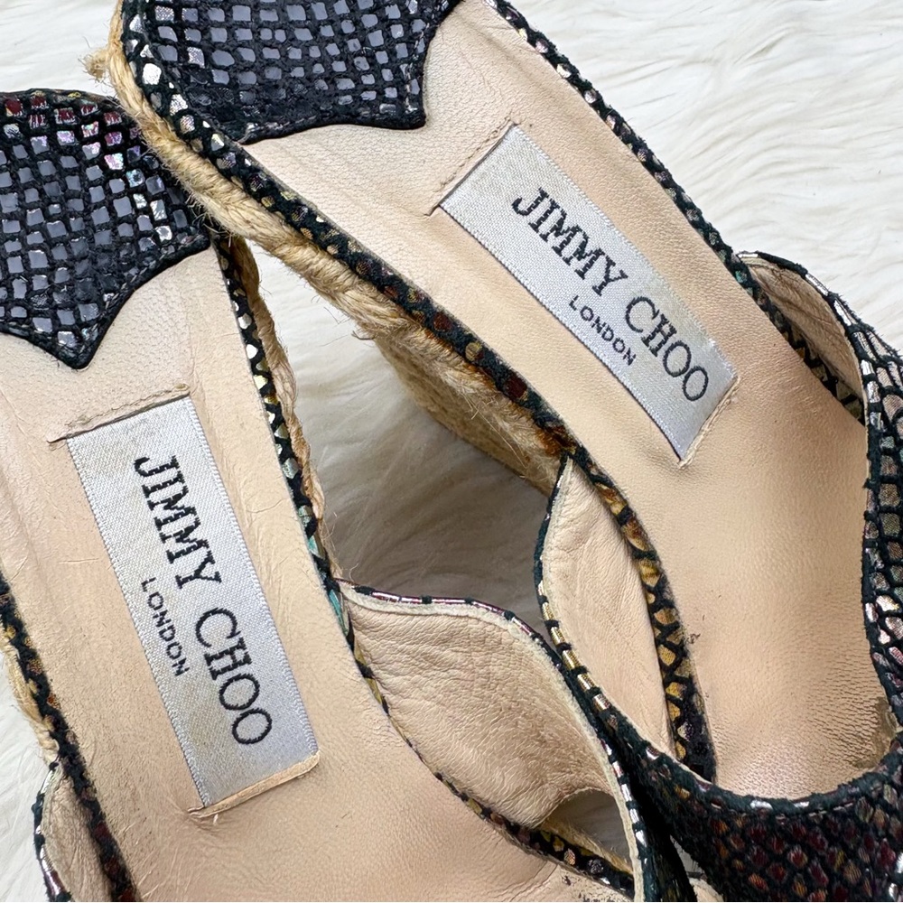 Jimmy Choo Phyllis Espadrille Wedge Heel Python Snakeskin Iridescent Metallic - Picture 5 of 13